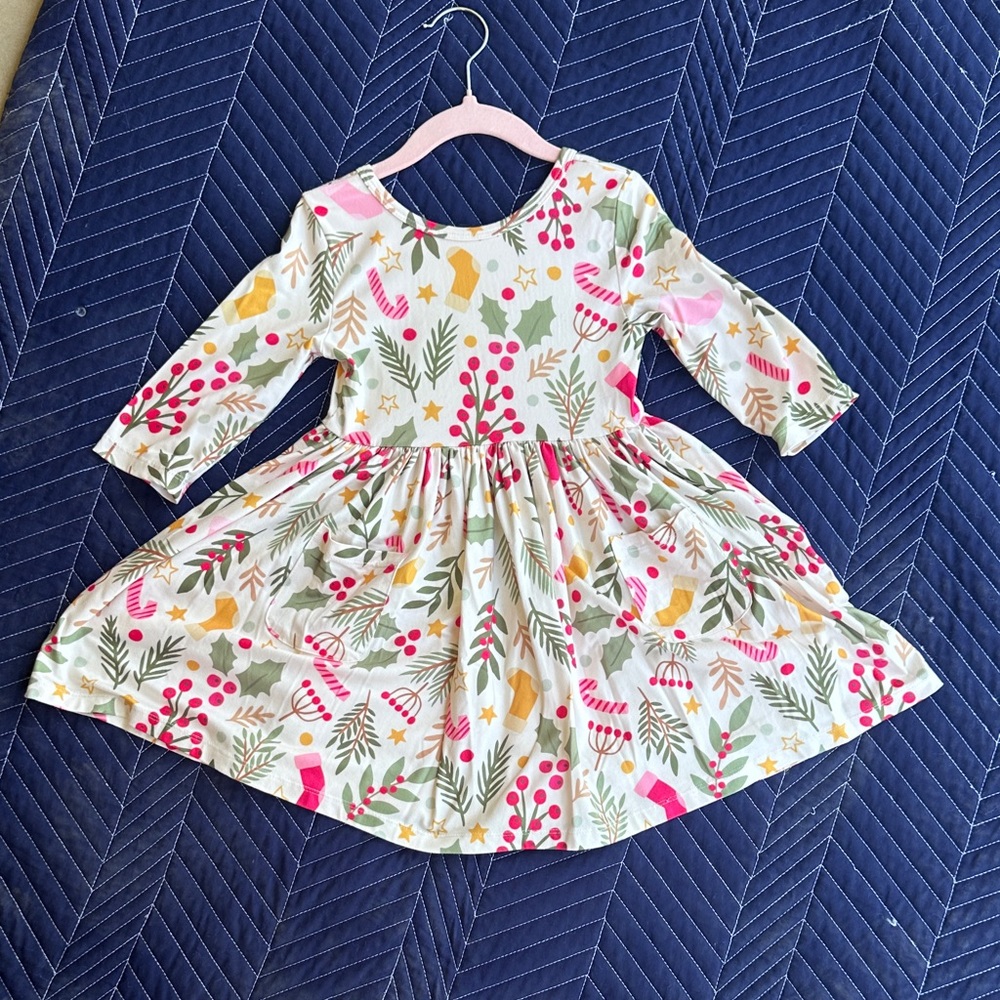 Floral Kids Dress - Pink and White